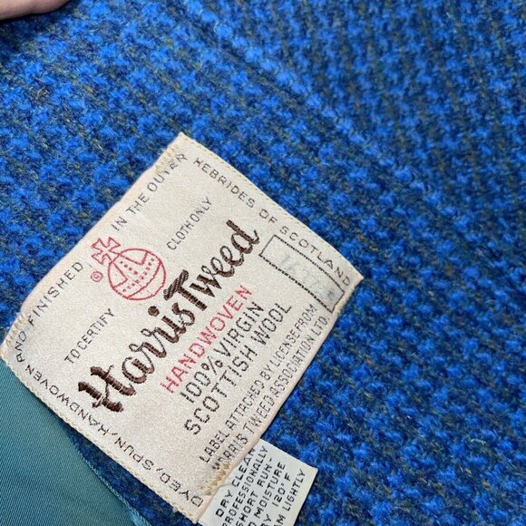 Vtg Rare Harris Tweed Wool Coat Womens Sz Medium? Aqua, Green And Blues 1 Owner - Picture 2 of 16
